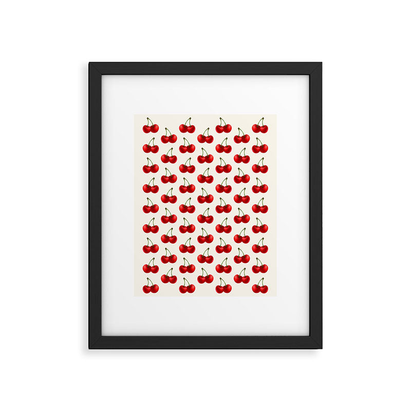 Y2K Cherries - Creme Pattern Large Framed Art Print Gallery Image 6
