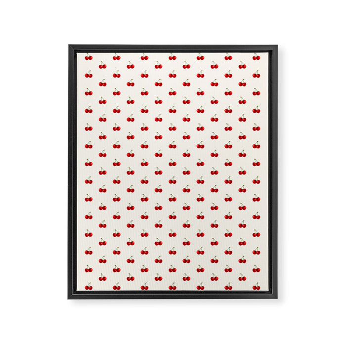 Y2K Cherries - Creme Pattern Miniature Framed Canvas Print Gallery Image 1