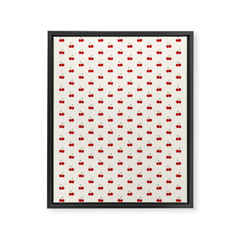 Y2K Cherries - Creme Pattern Miniature Framed Canvas Print Gallery Image 8