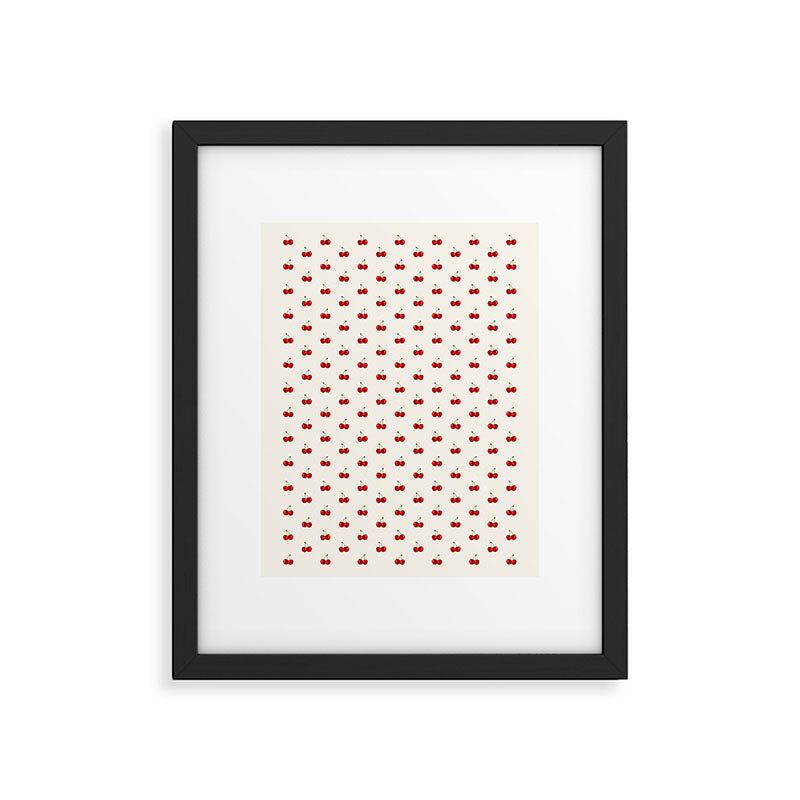 Y2K Cherries - Creme Pattern Miniature Framed Art Print Gallery Image 6