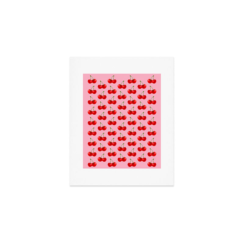 Y2K Cherries - Pink Pattern Large Art Print Gallery Image 1