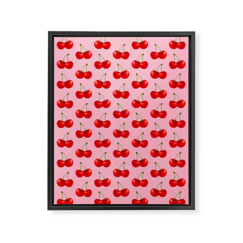 Y2K Cherries - Pink Pattern Large Framed Canvas Print Gallery Image 8