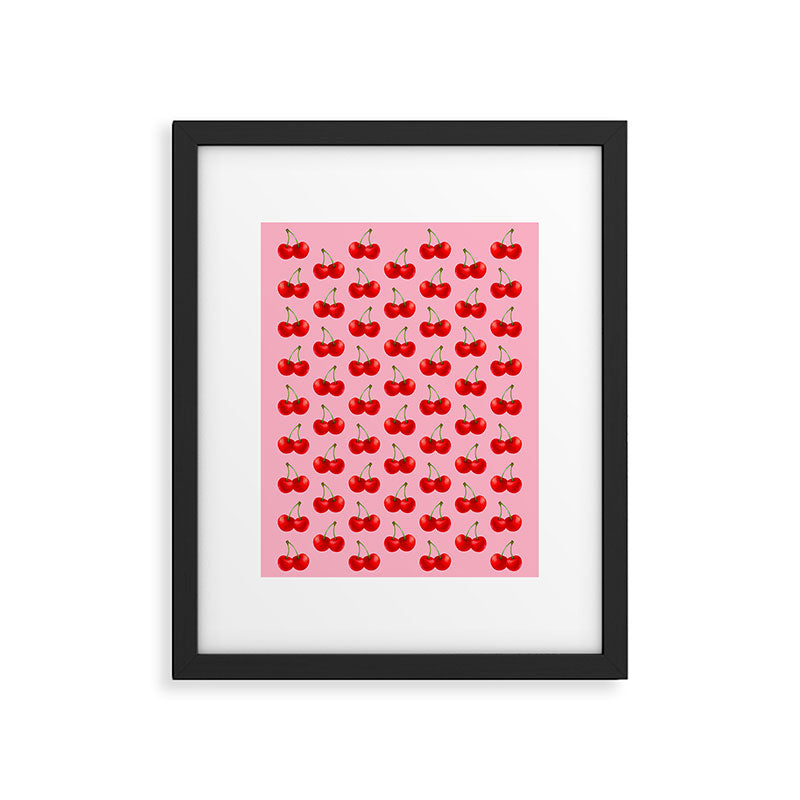 Y2K Cherries - Pink Pattern Large Framed Art Print Gallery Image 6