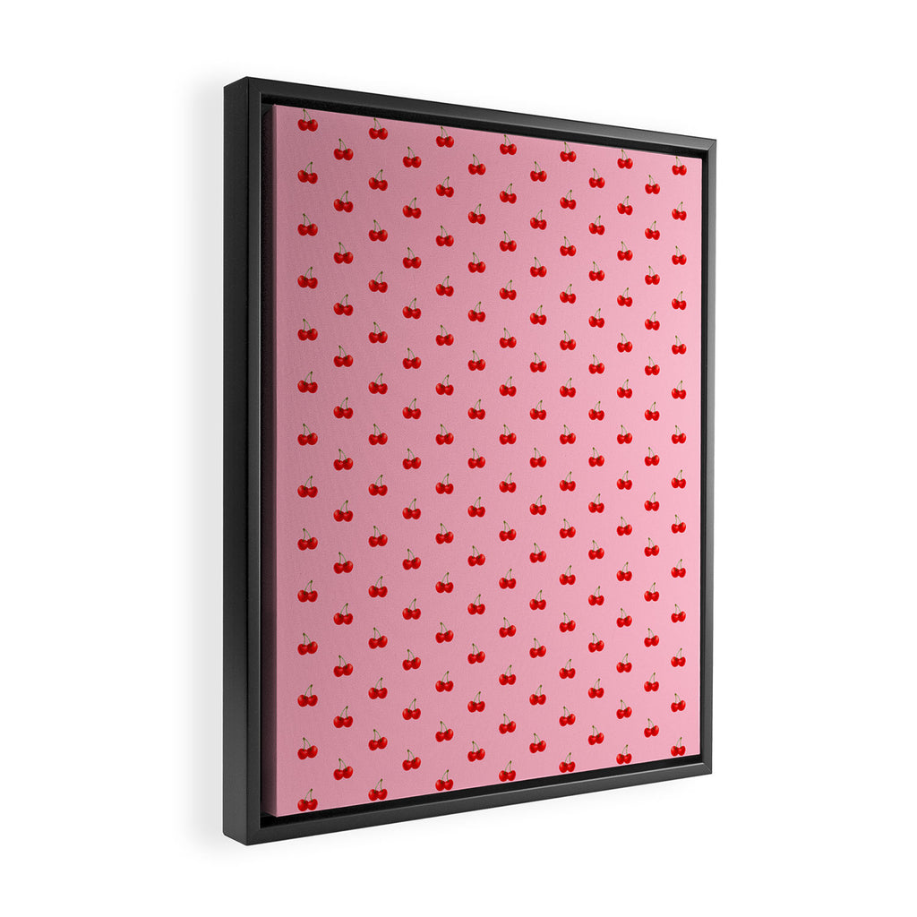 Y2K Cherries - Pink Pattern Miniature Framed Canvas Print Gallery Image 2