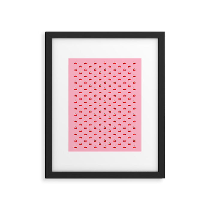 Y2K Cherries - Pink Pattern Miniature Framed Art Print Gallery Image 1