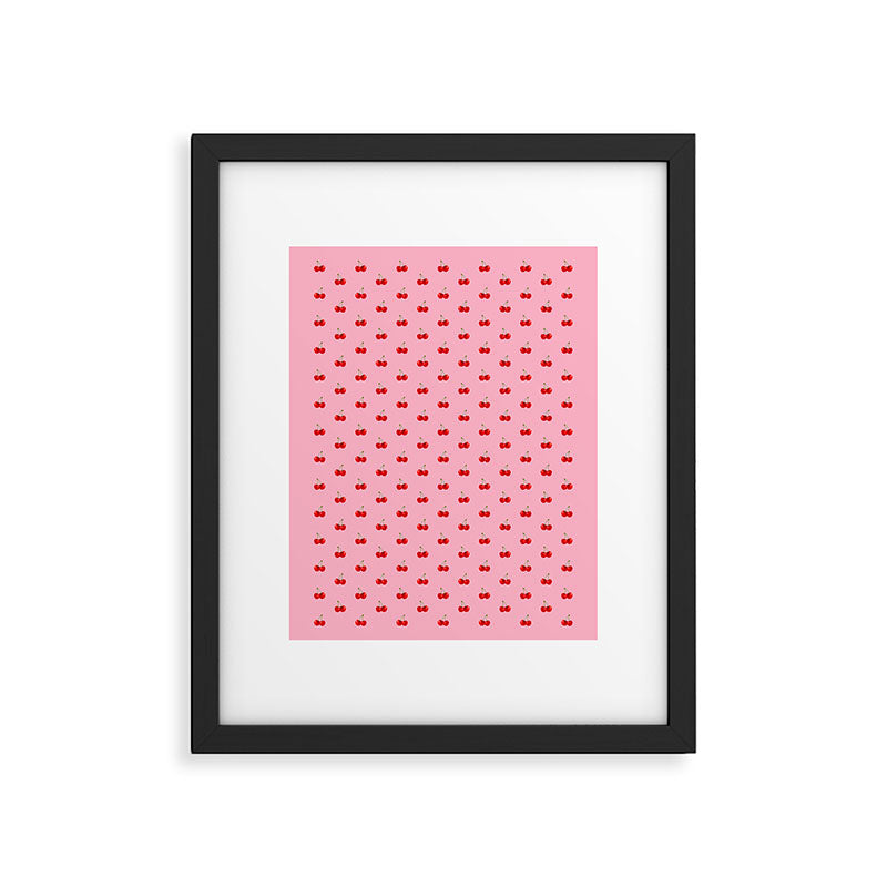 Y2K Cherries - Pink Pattern Miniature Framed Art Print Gallery Image 6