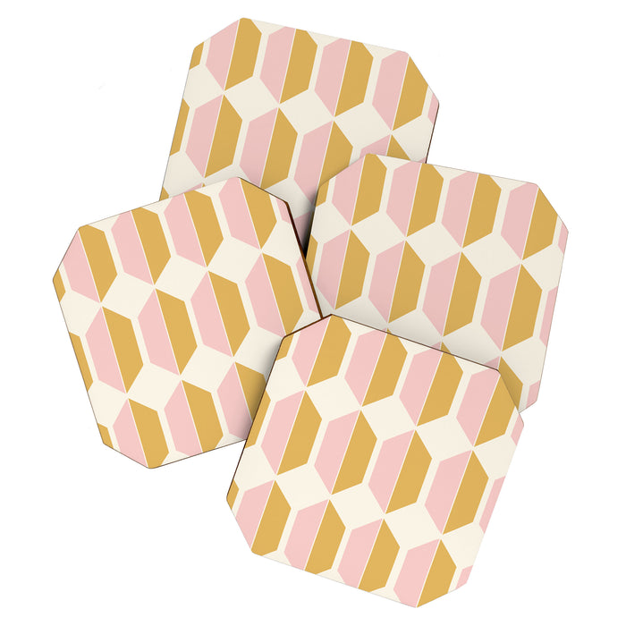 Zola Pattern Shapes - Sunrise Pink and Orange Coaster Gallery Image 1