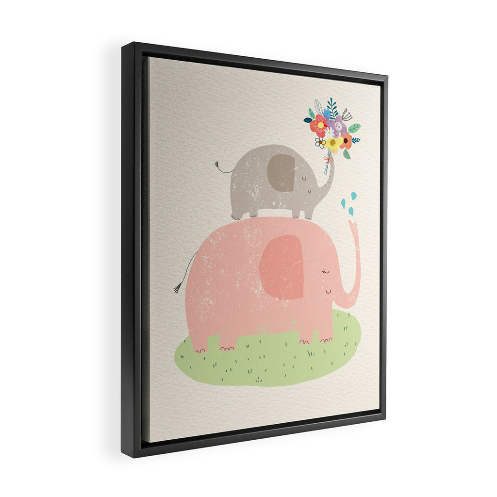 Elephants Framed Canvas Print Gallery Image 2
