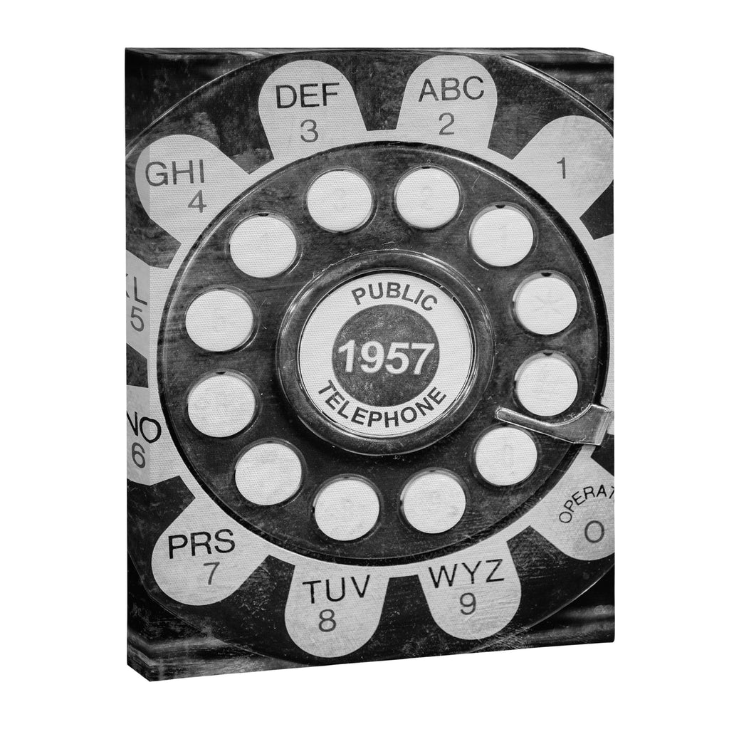 Retro 1957 Telephone in Black & White Canvas Print Gallery Image 8