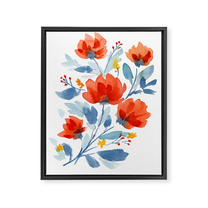 Watercolor Flowers Framed Canvas Print Gallery Image 1