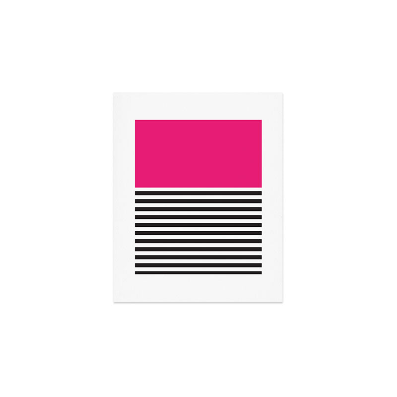 Hot Pink Magenta and Black and White Stripe Art Print Gallery Image 1