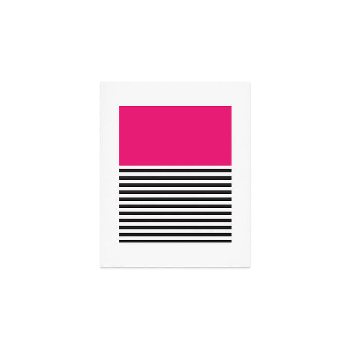 Hot Pink Magenta and Black and White Stripe Art Print Gallery Image 1