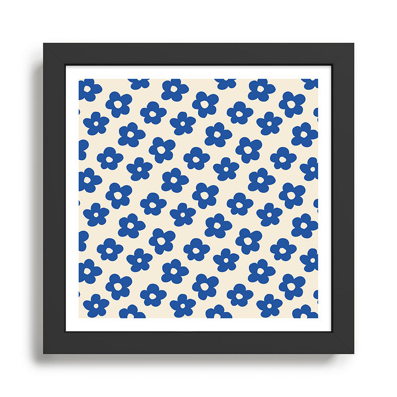 Indigo Flower Pattern #indigo #blue #navy #pattern #floral Framed Art Print Gallery Image 1