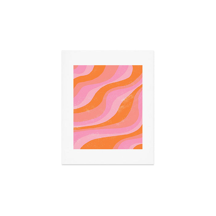 Pink 70s Retro Swirl Waves Art Print Gallery Image 1