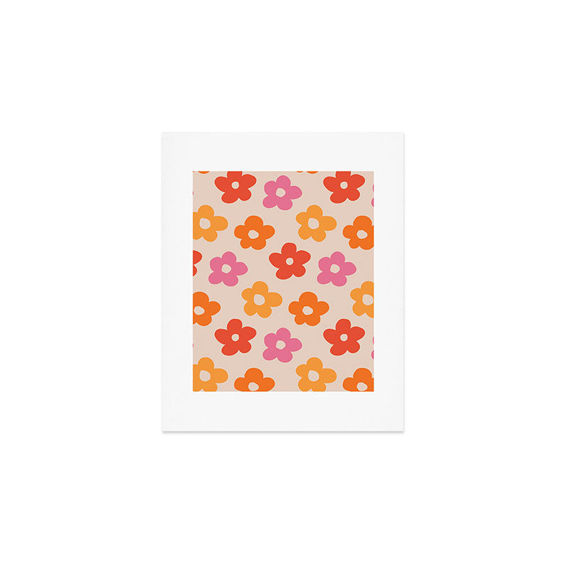 Retro 60s 70s Flowers Pattern #pattern #vintage Art Print Gallery Image 1