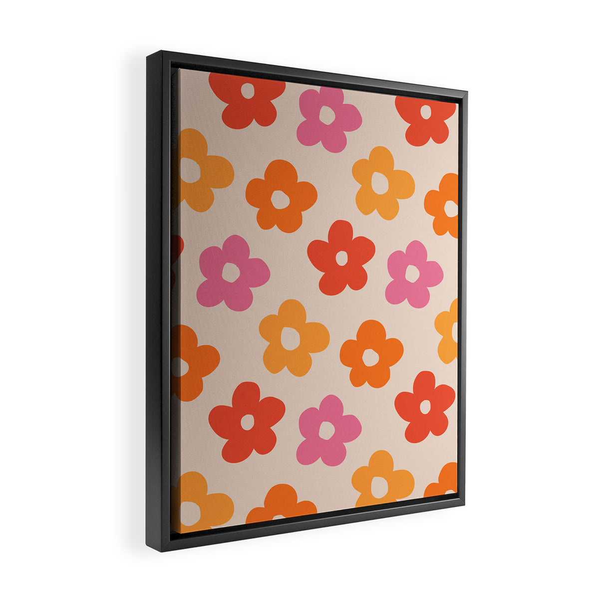Retro 60s 70s Flowers Pattern #pattern #vintage Framed Canvas Print Gallery Image 2