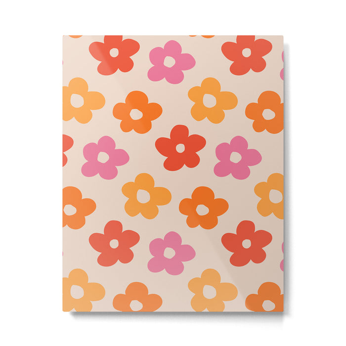 Retro 60s 70s Flowers Pattern #pattern #vintage Metal Print Gallery Image 1