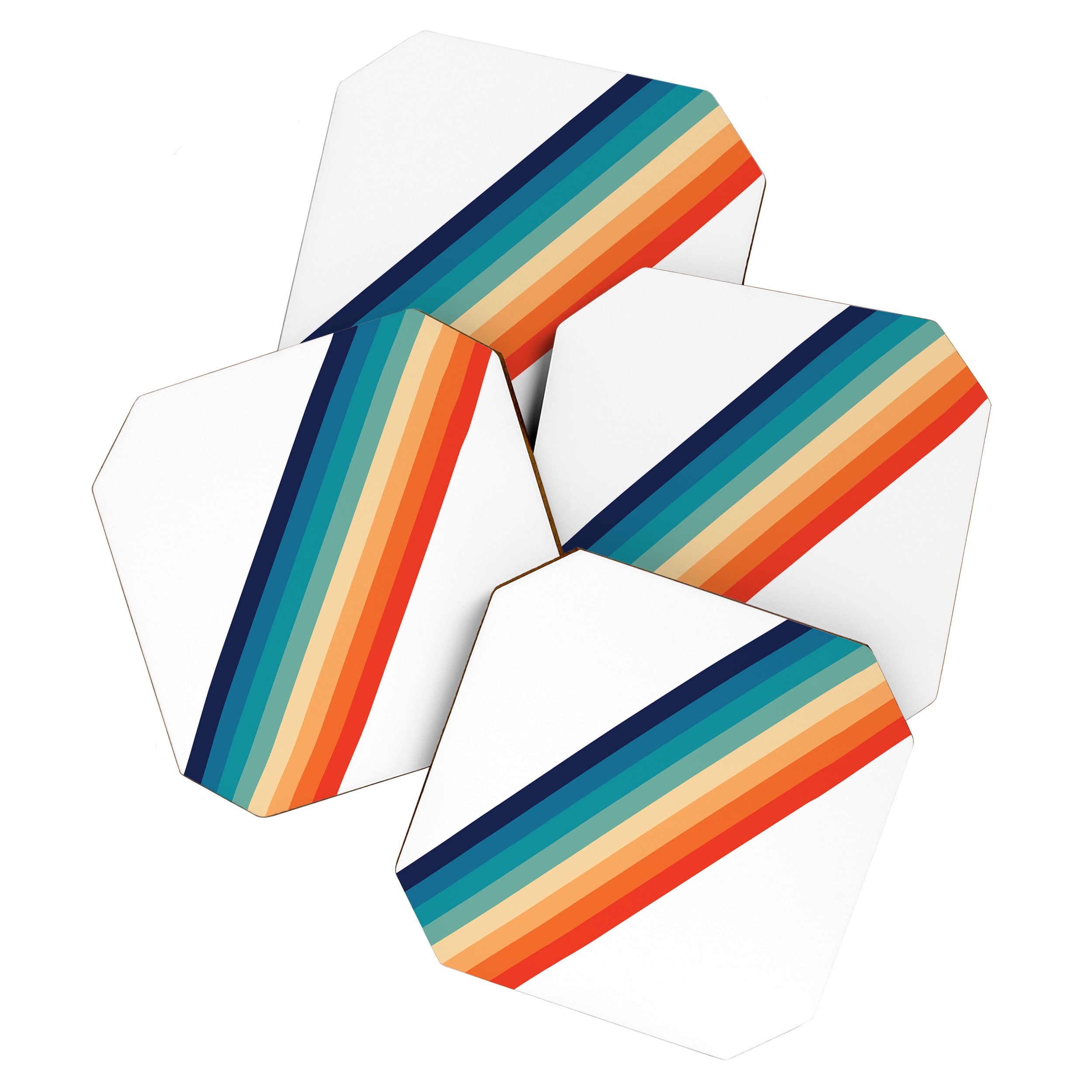 Retro 70s Stripe Colorful Rainbow Coaster Gallery Image 1