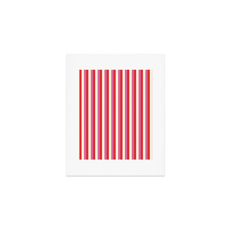 Retro Pink and Red Vertical Stripes Art Print Gallery Image 1