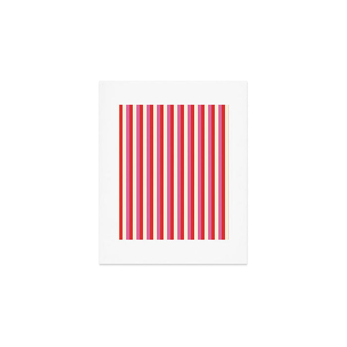 Retro Pink and Red Vertical Stripes Art Print Gallery Image 1