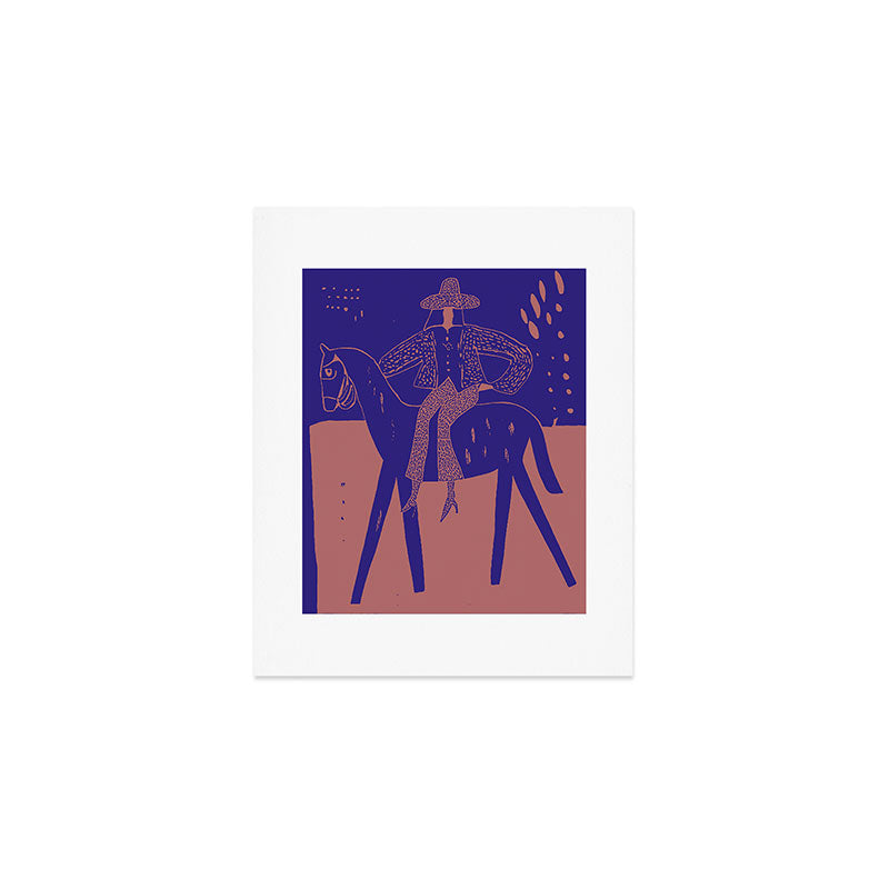 Rider - Cobalt Peach Art Print Gallery Image 1