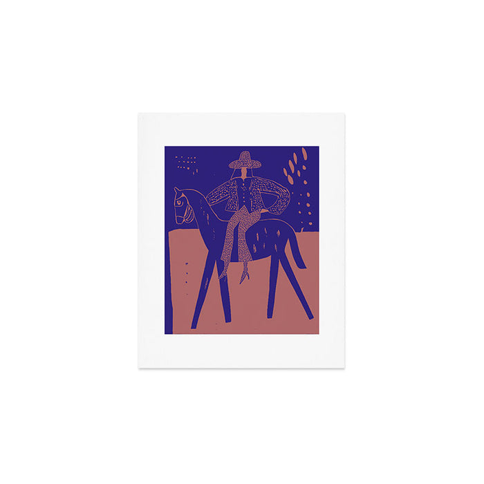 Rider - Cobalt Peach Art Print Gallery Image 1