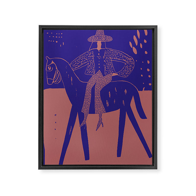Rider - Cobalt Peach Framed Canvas Print Gallery Image 6