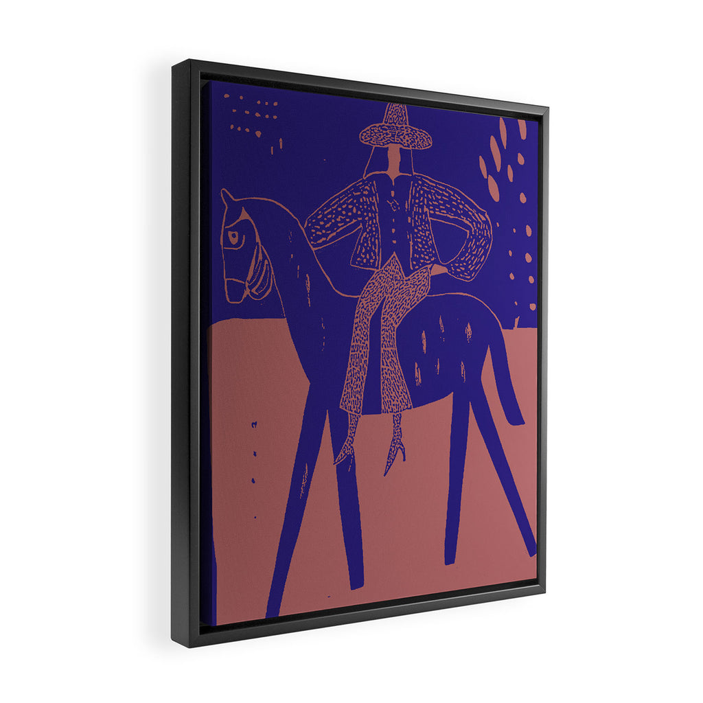 Rider - Cobalt Peach Framed Canvas Print Gallery Image 2