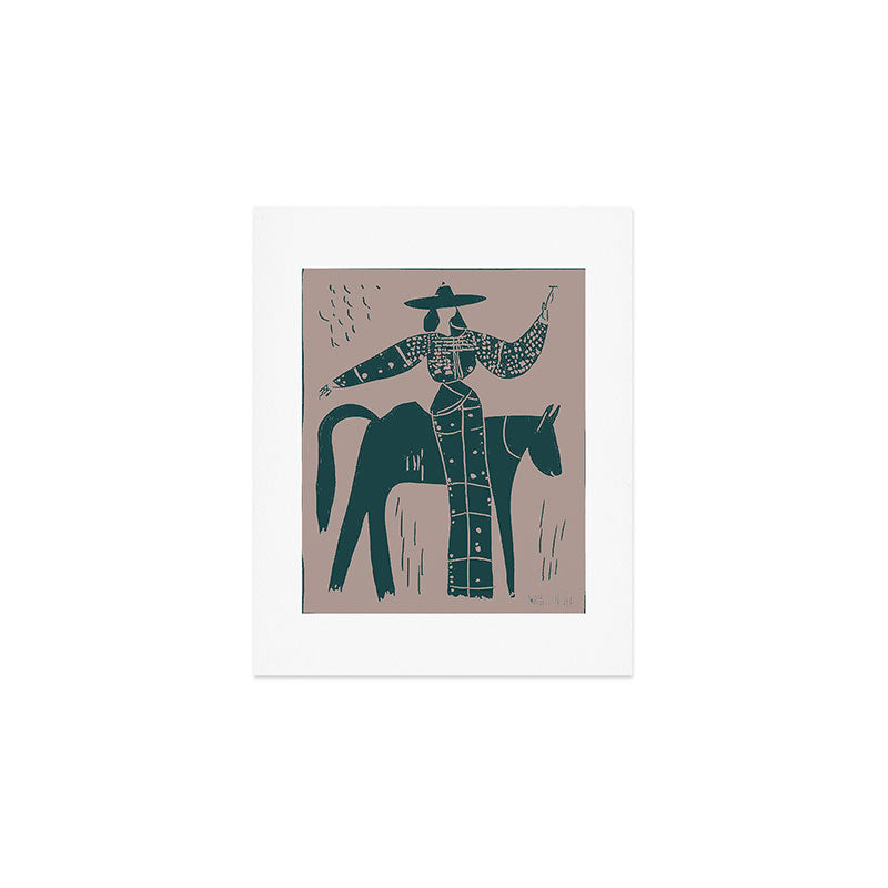 Showstopper Jade Denim - Modern Cowgirl Illustration Art Print Gallery Image 1