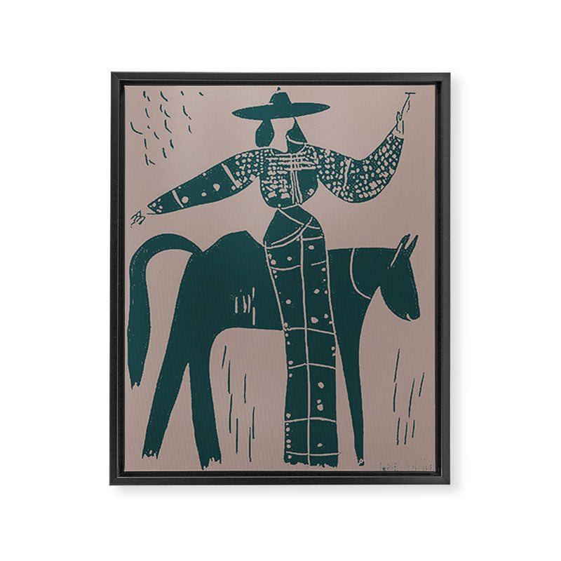 Showstopper Jade Denim - Modern Cowgirl Illustration Framed Canvas Print Gallery Image 6