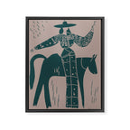 Showstopper Jade Denim - Modern Cowgirl Illustration Framed Canvas Print Gallery Image 6
