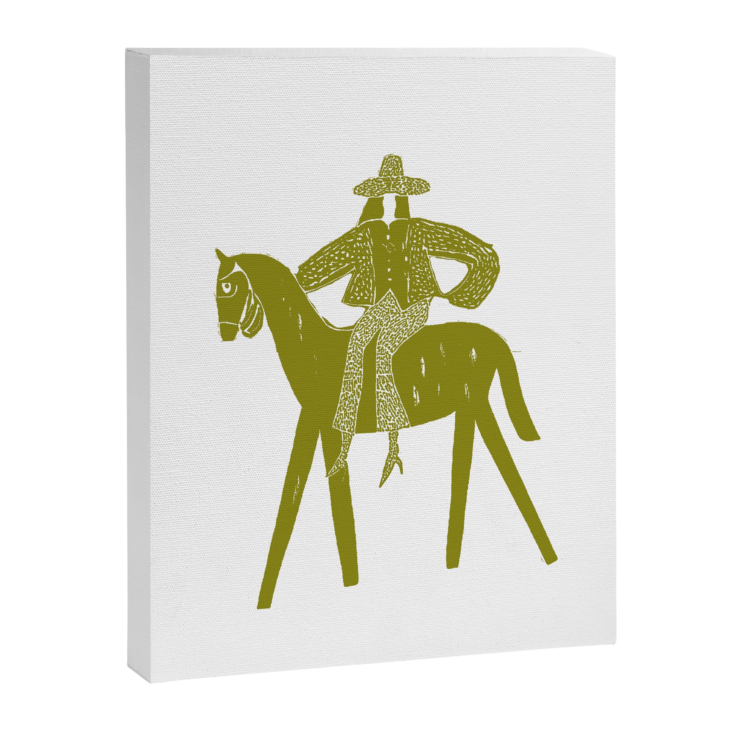 Solo Rider Dark Moss â Minimalist Cowboy Art Canvas Print Gallery Image 6