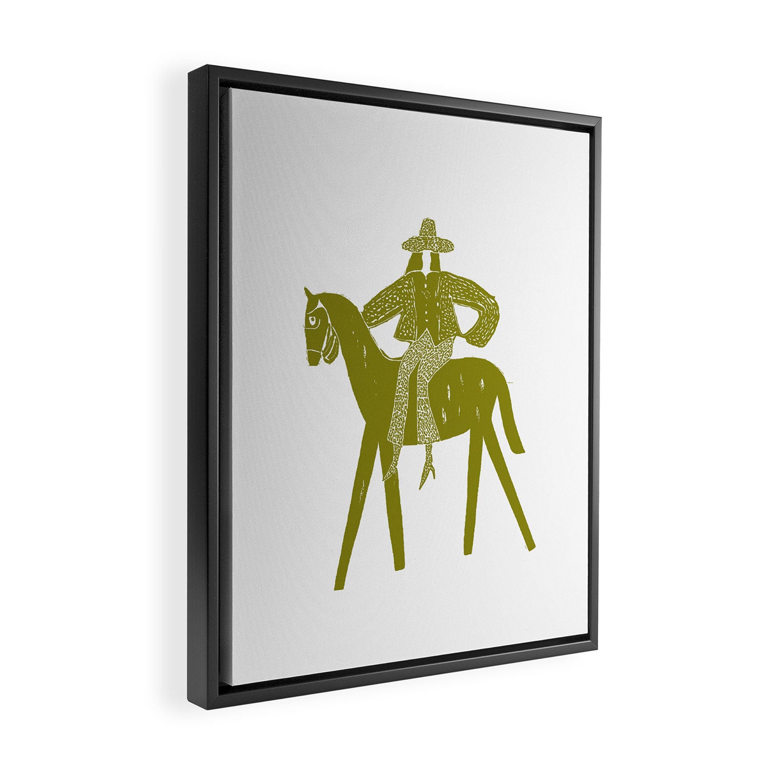 Solo Rider Dark Moss â Minimalist Cowboy Art Framed Canvas Print Gallery Image 2