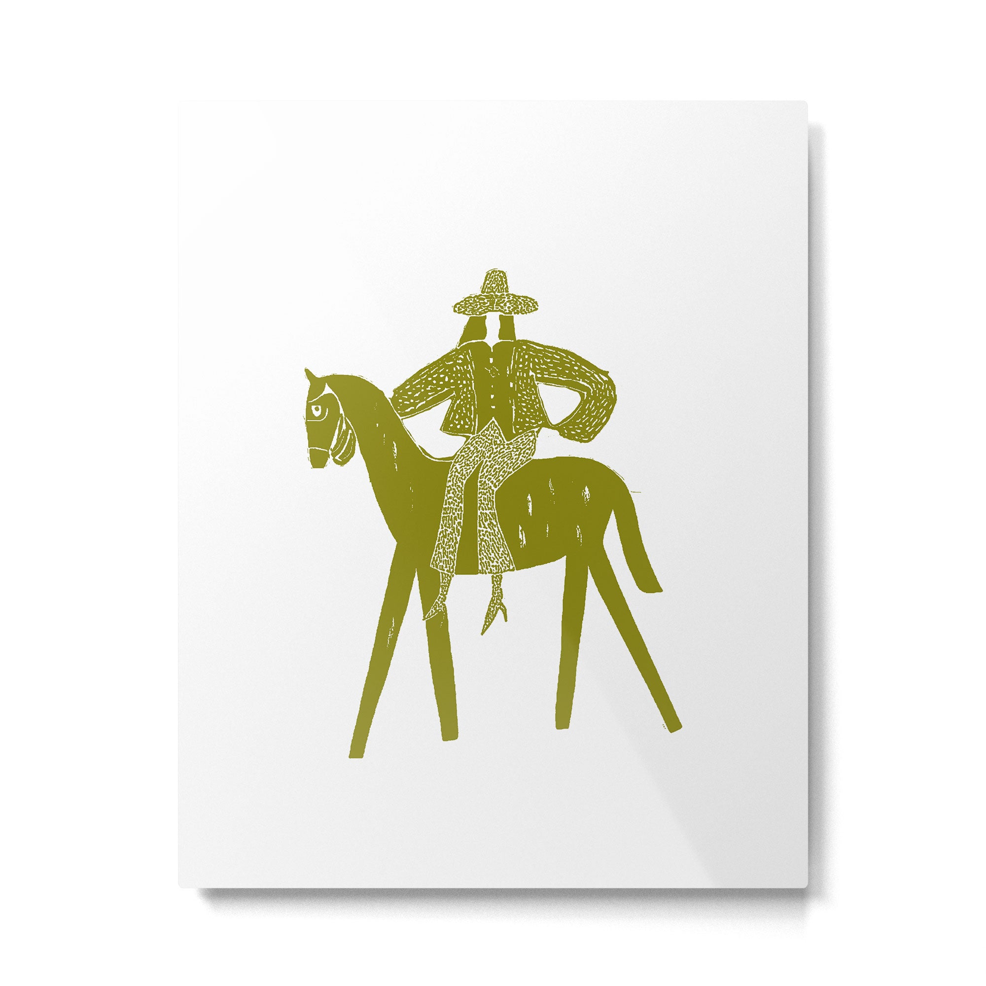 Solo Rider Dark Moss â Minimalist Cowboy Art Metal Print Gallery Image 4