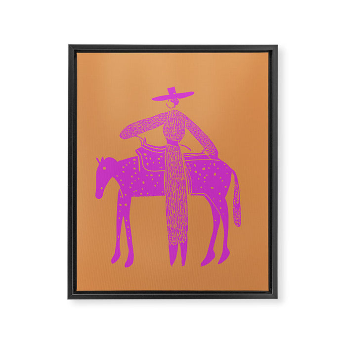 Solo Steady Cotton Candy â Vibrant Cowgirl Art Framed Canvas Print Gallery Image 1