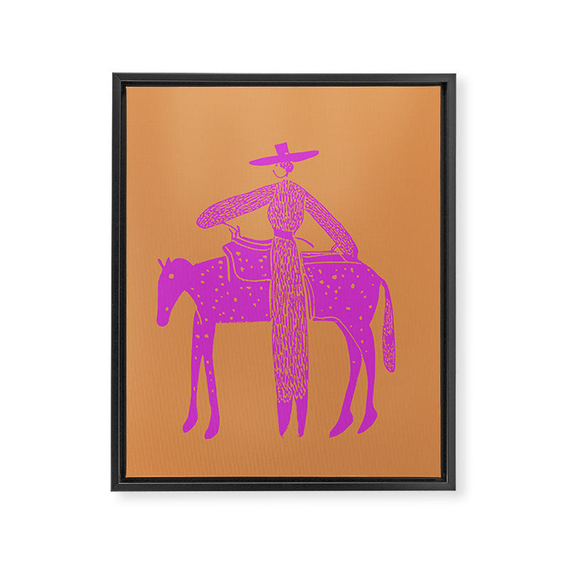 Solo Steady Cotton Candy â Vibrant Cowgirl Art Framed Canvas Print Gallery Image 6
