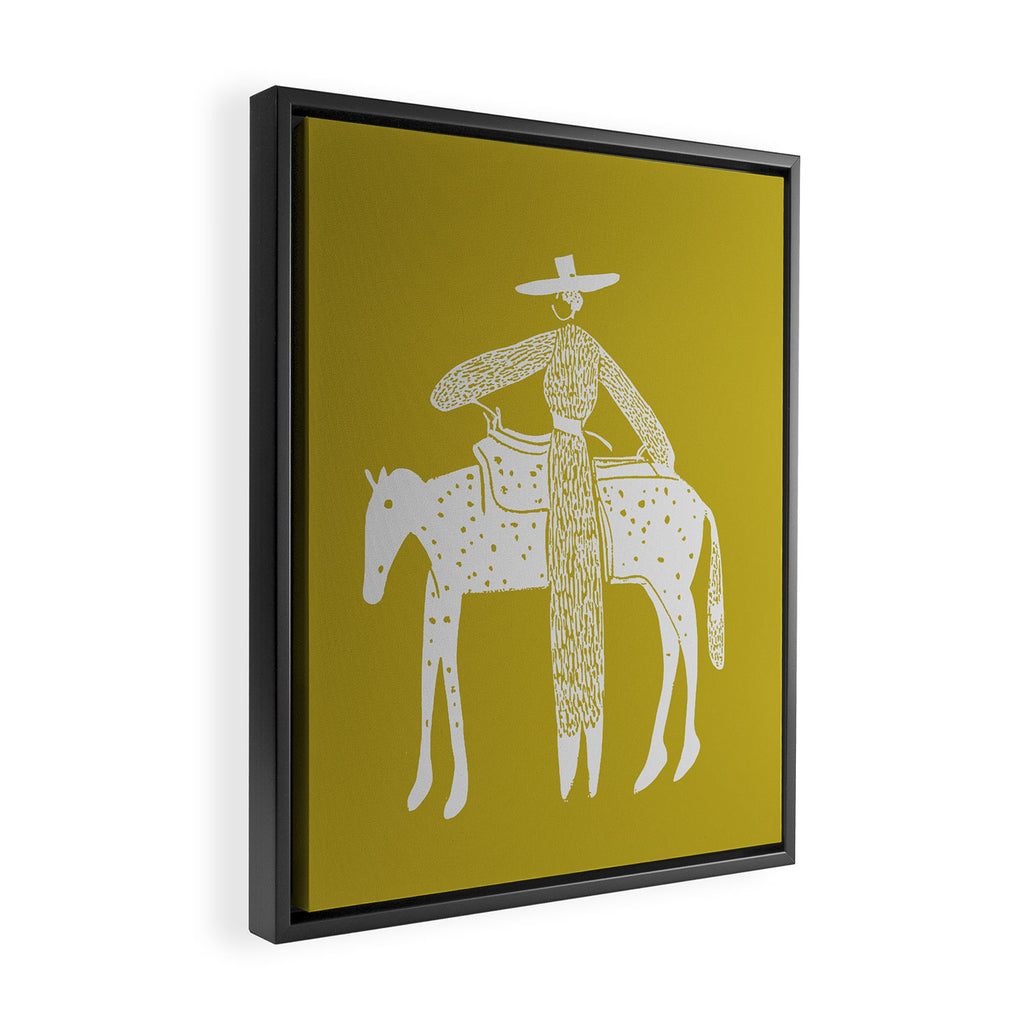 Solo Steady Mustard Framed Canvas Print Gallery Image 2