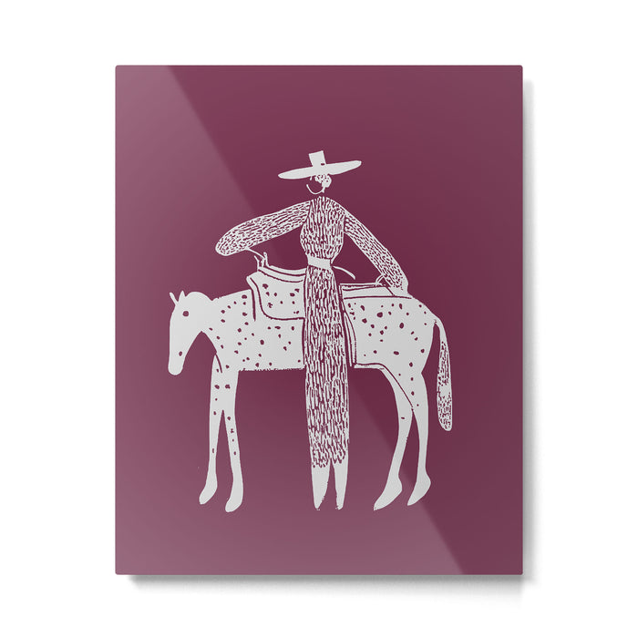 Solo Steady Vino â Elegant Cowgirl Art Metal Print Gallery Image 1