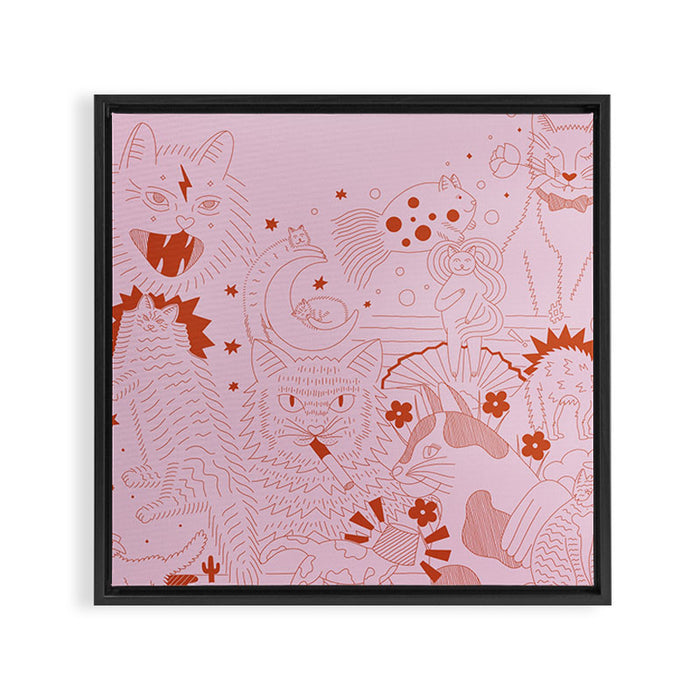 A Lot of Cats | Square Framed Canvas Print Gallery Image 1