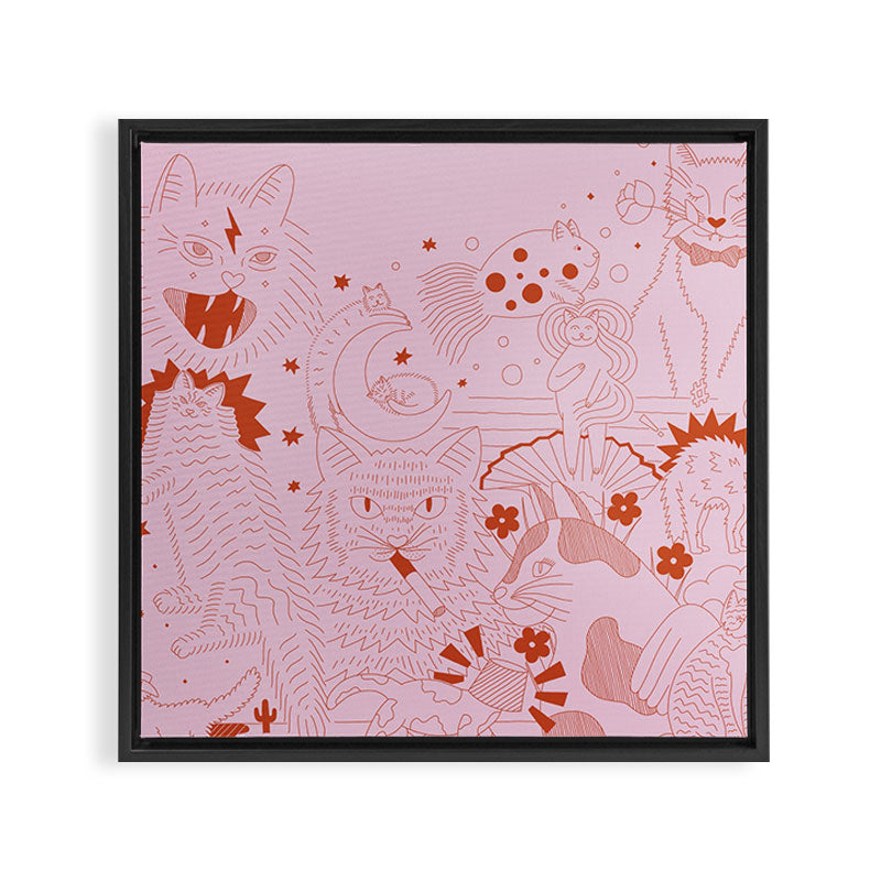 A Lot of Cats | Square Framed Canvas Print Gallery Image 3