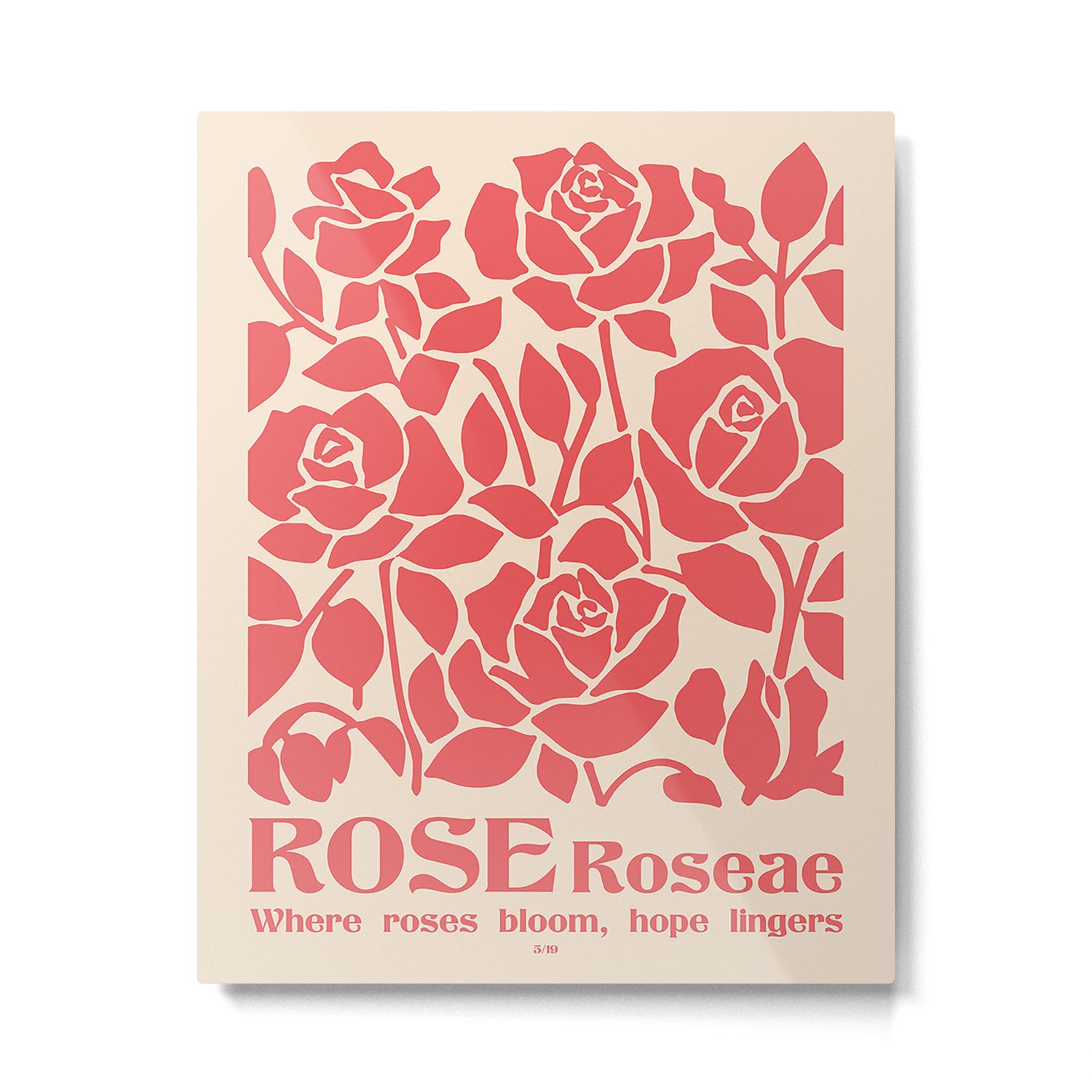 Botanical Rose Poster Metal Print Gallery Image 4