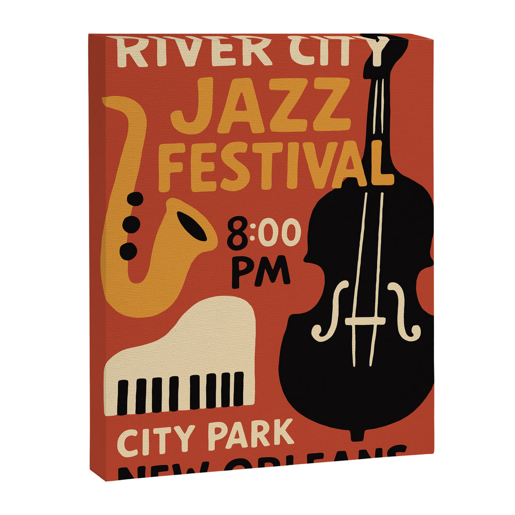 River City Jazz Festival Retro Poster Canvas Print Gallery Image 6