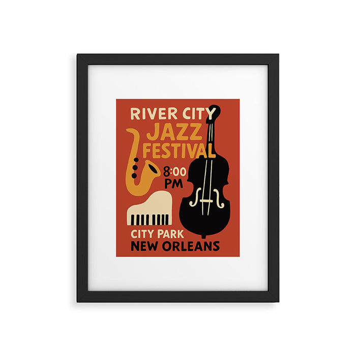 River City Jazz Festival Retro Poster Framed Art Print Gallery Image 1