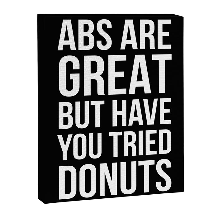Abs Are Great But Have You Tried Donuts (Black) Canvas Print Gallery Image 1
