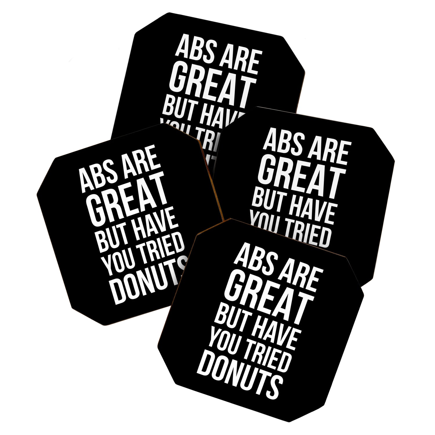 Abs Are Great But Have You Tried Donuts (Black) Coaster Gallery Image 1