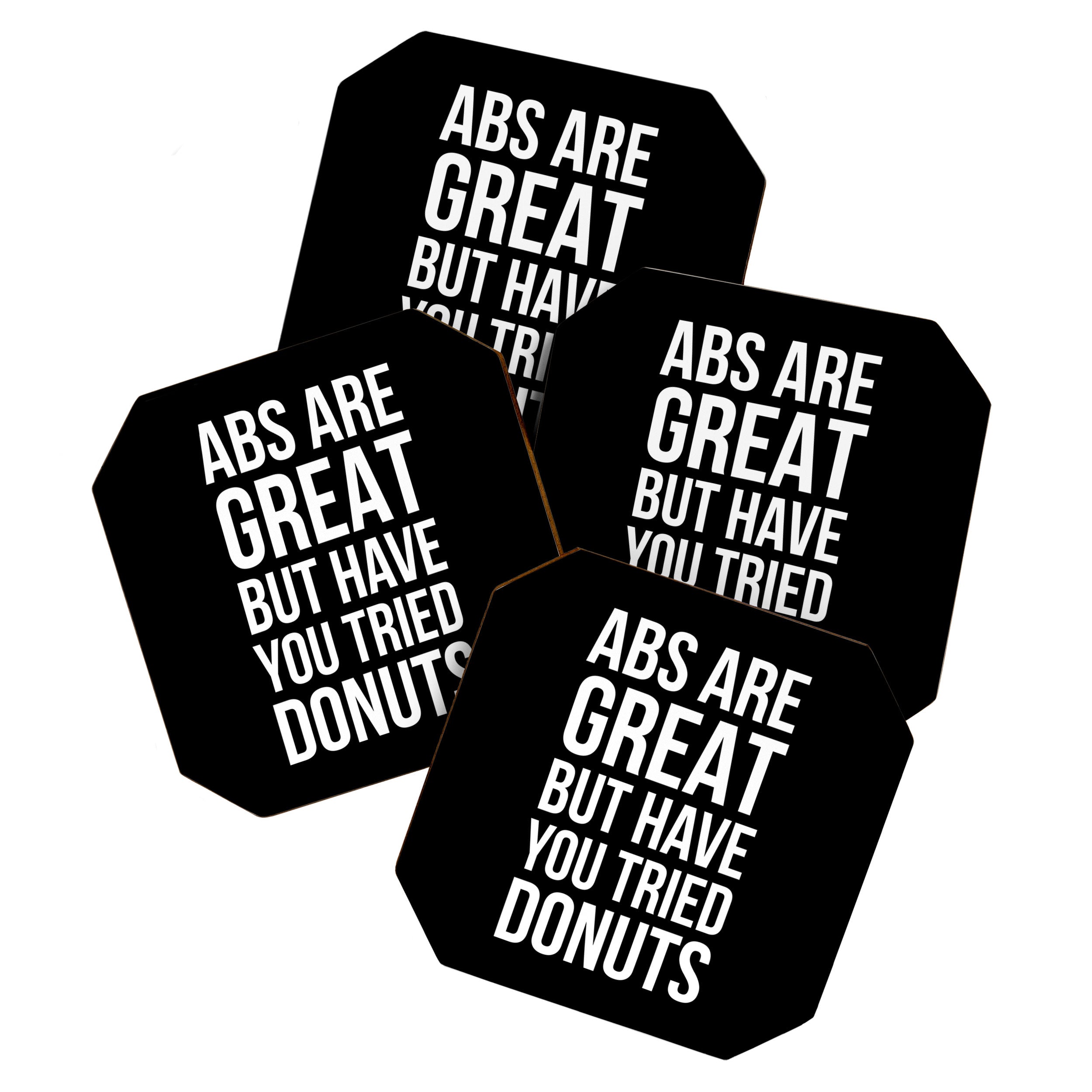 Abs Are Great But Have You Tried Donuts (Black) Coaster Gallery Image 1