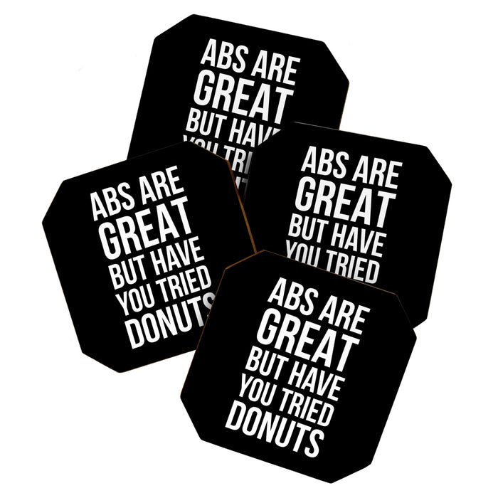 Abs Are Great But Have You Tried Donuts (Black) Coaster Gallery Image 1