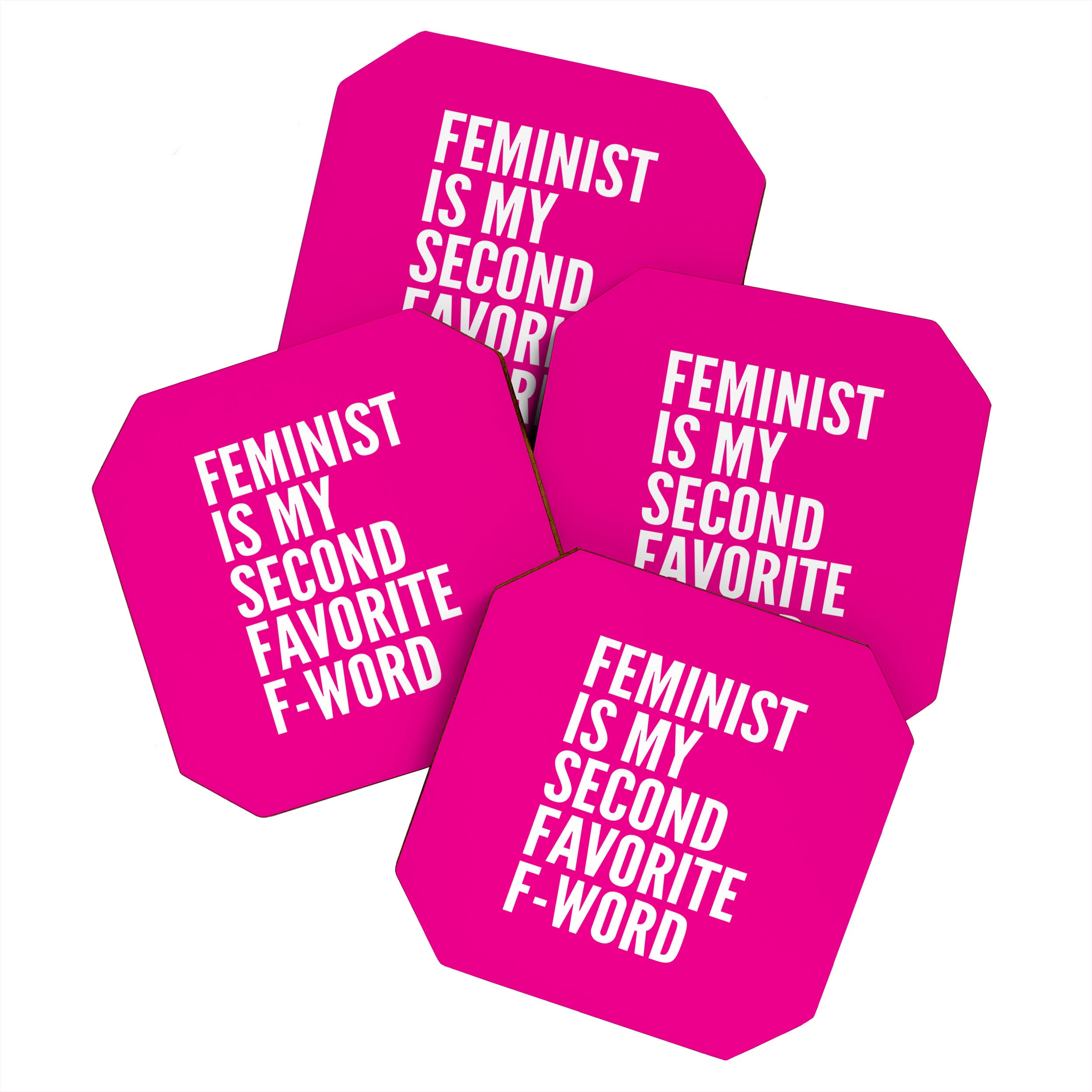 Feminist is My Second Favorite F-Word (Pink) Coaster Gallery Image 1