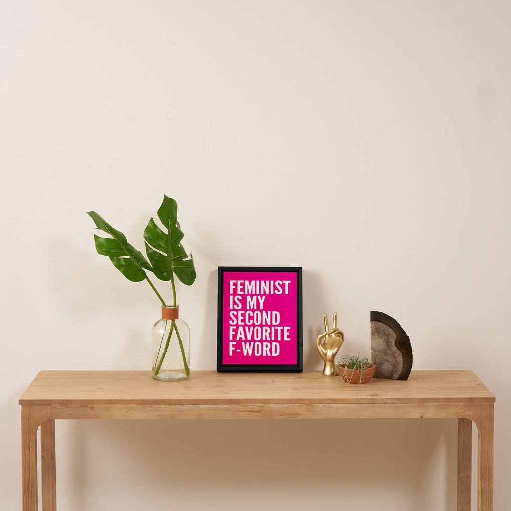 Feminist is My Second Favorite F-Word (Pink) Framed Canvas Print Gallery Image 4