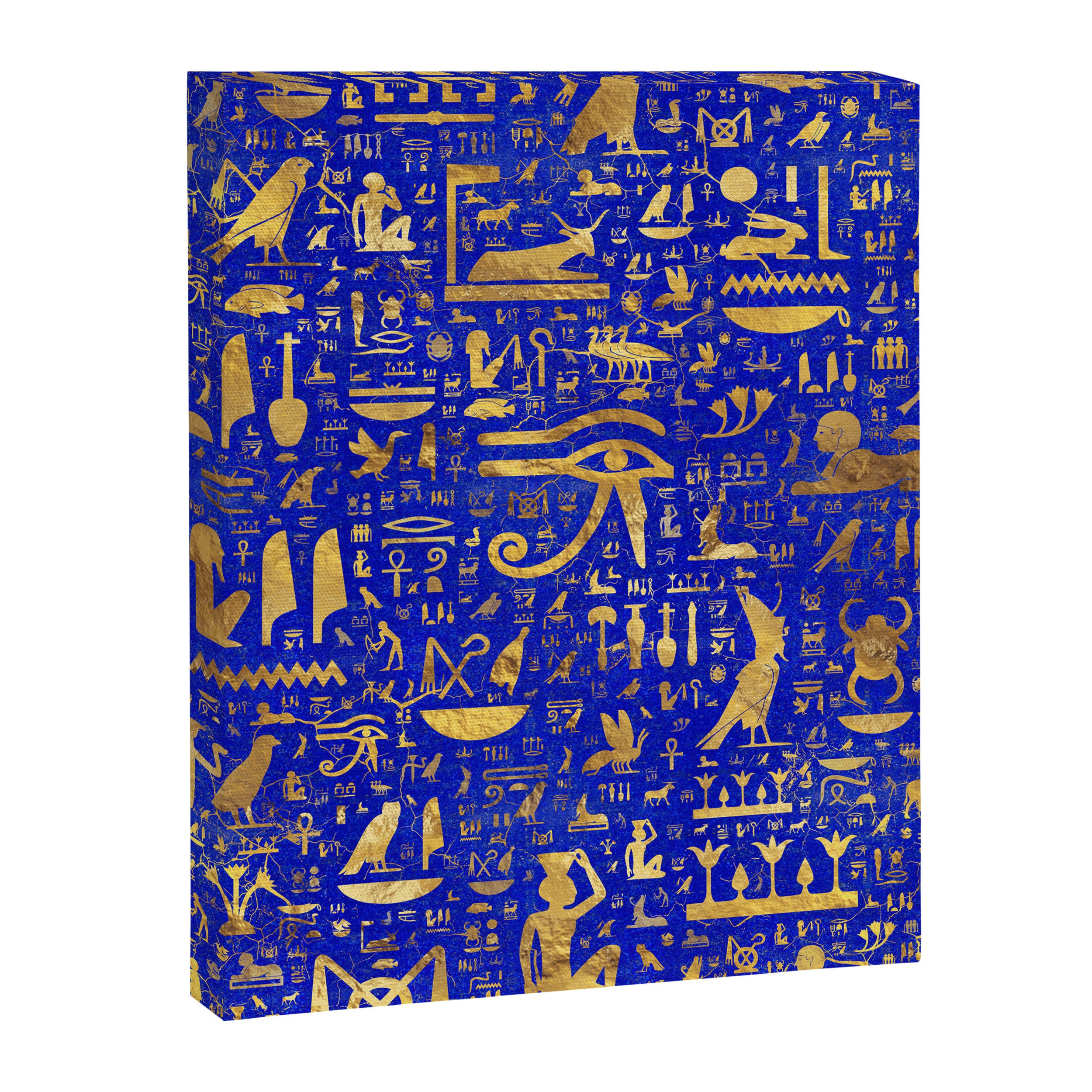 Ancient Egyptian hieroglyphs -Lapis Lazuli and Gold Canvas Print Gallery Image 8
